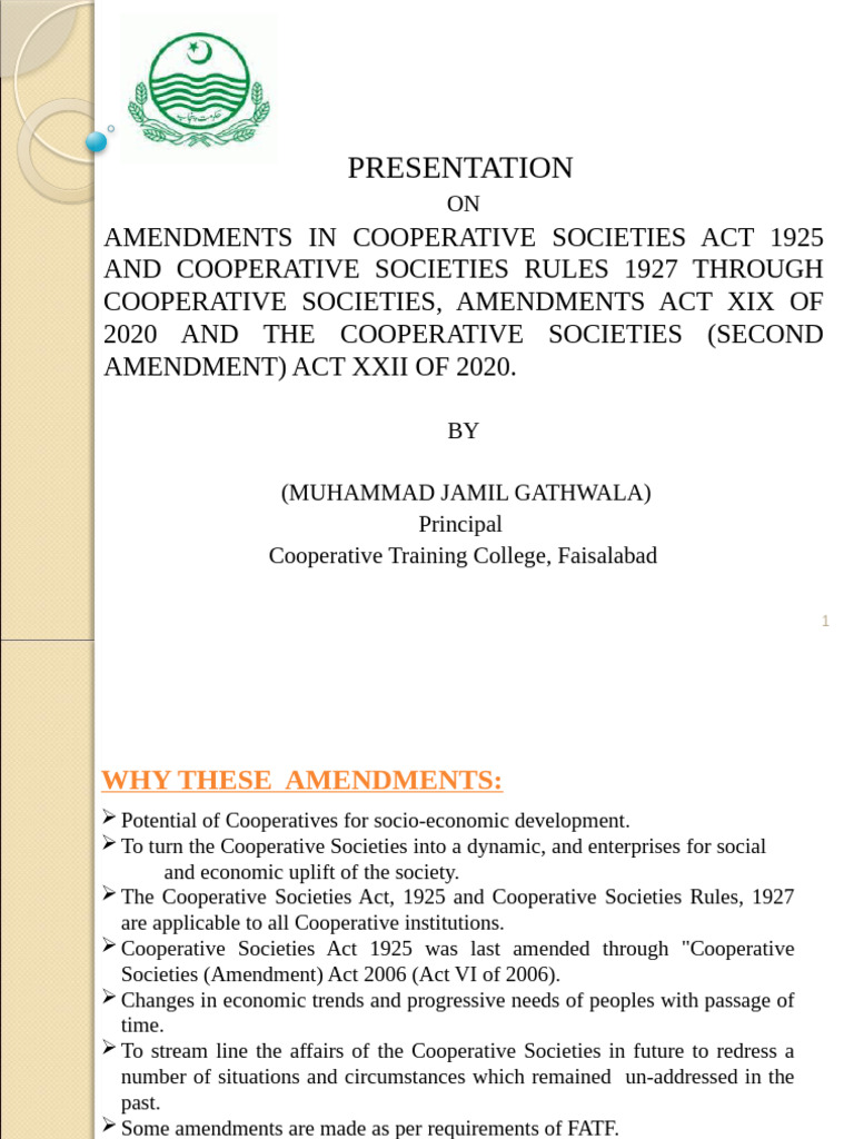 Amendments Cooperative Societies Rules and Act | PDF | Securities ...