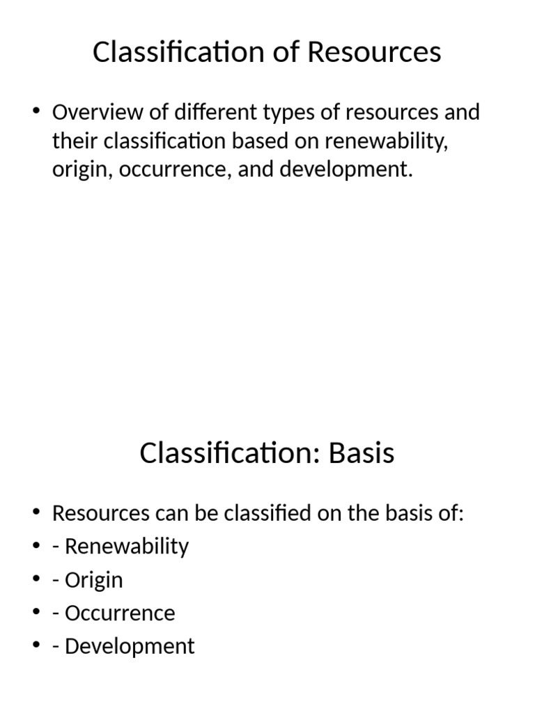 Resource Classification by Origin | PDF