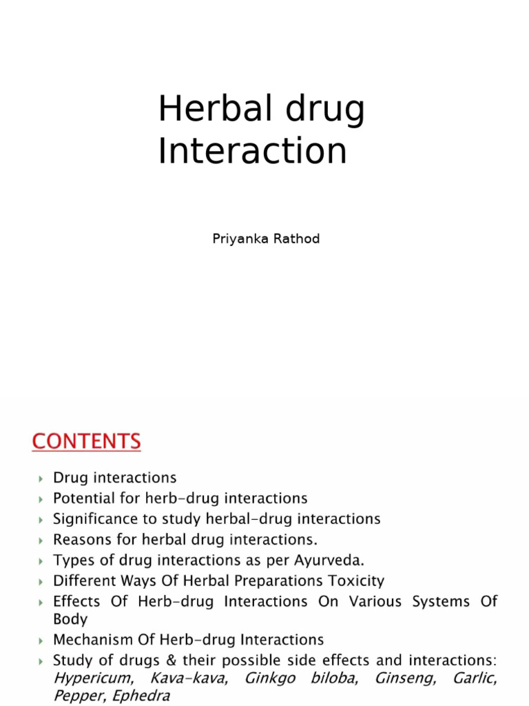 Herbal Drug Food Interaction PR | PDF