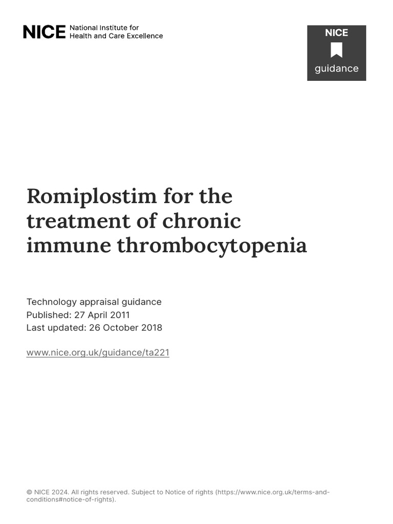 Romiplostim For The Treatment of Chronic Immune Thrombocytopenia PDF ...