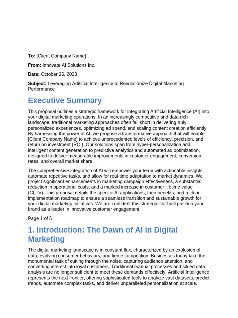 Ai In Digital Marketing Document Pdf Digital Marketing Artificial