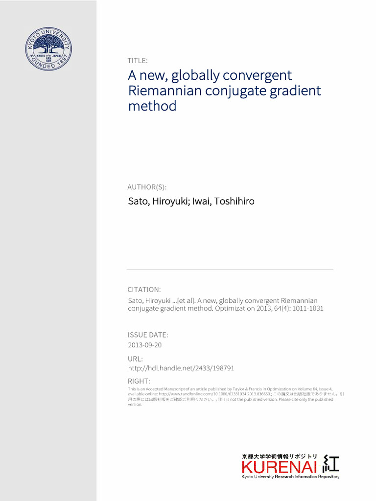 A New Globally Convergent Riemannian Conjugate Gradient 2mvv20ioxr ...