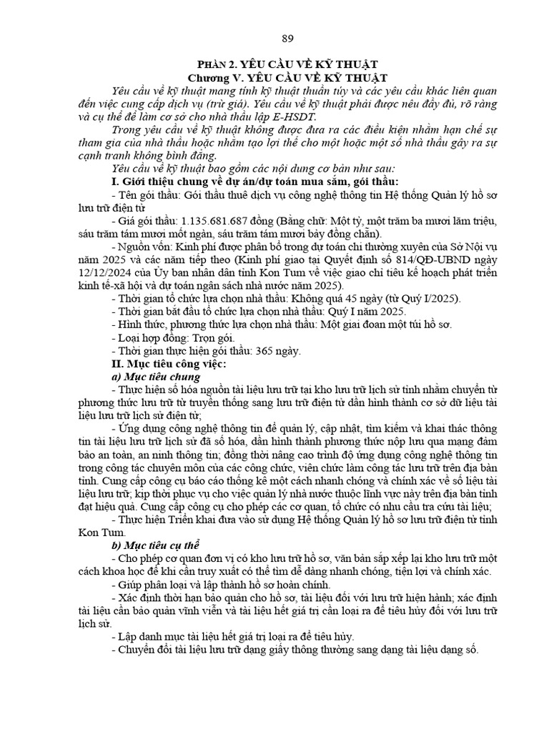 Yeu Cau Ky Thuat | PDF