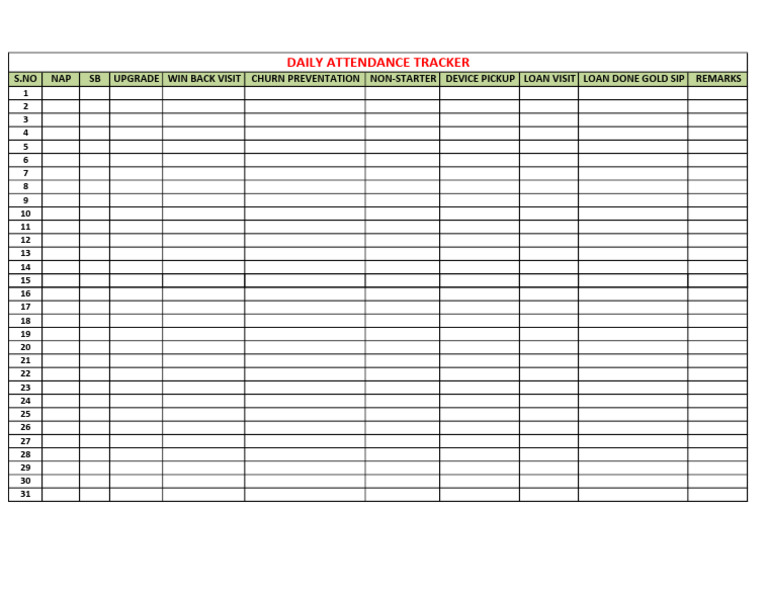 Daily Attendance Tracker Overview | PDF