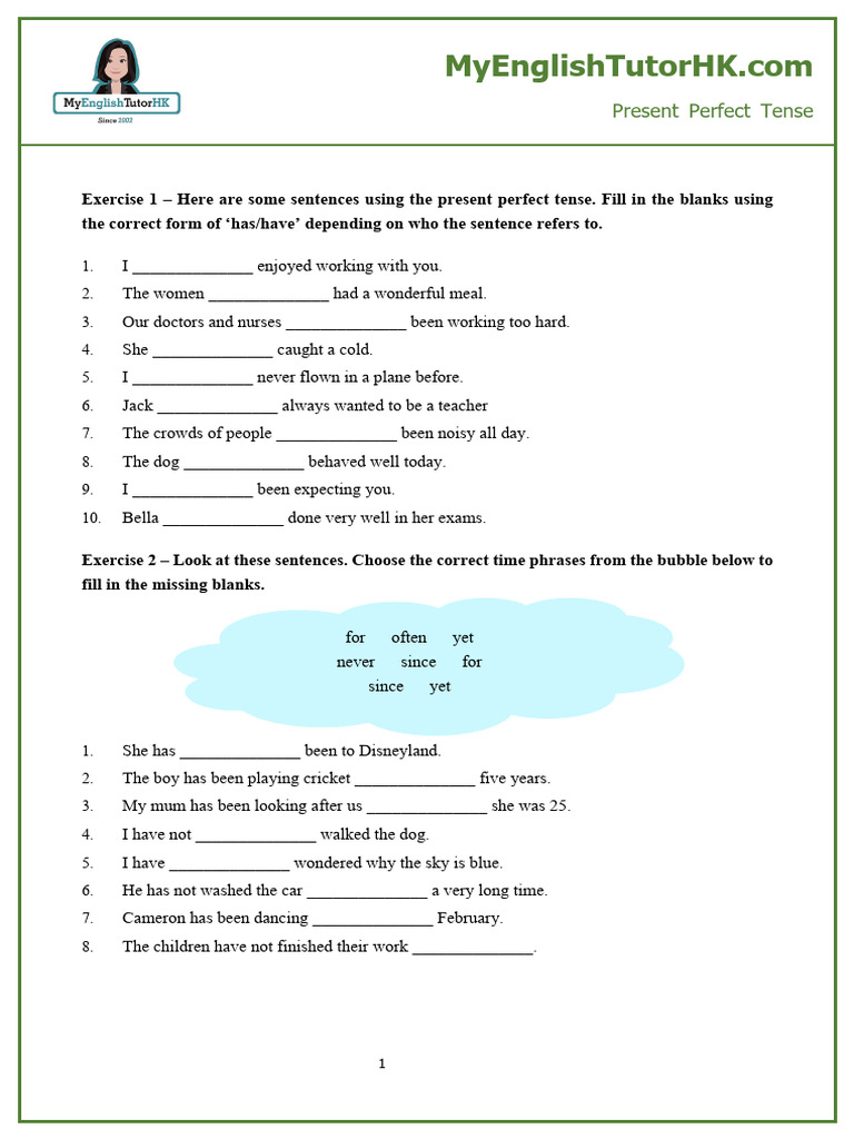 Grammar Exercise Present Perfect 32423423545 | PDF | Grammatical Tense ...