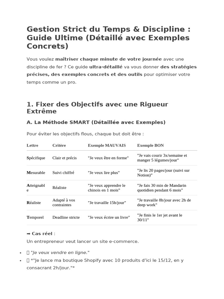 Maîtriser Temps et Discipline Efficacement | PDF | Planification