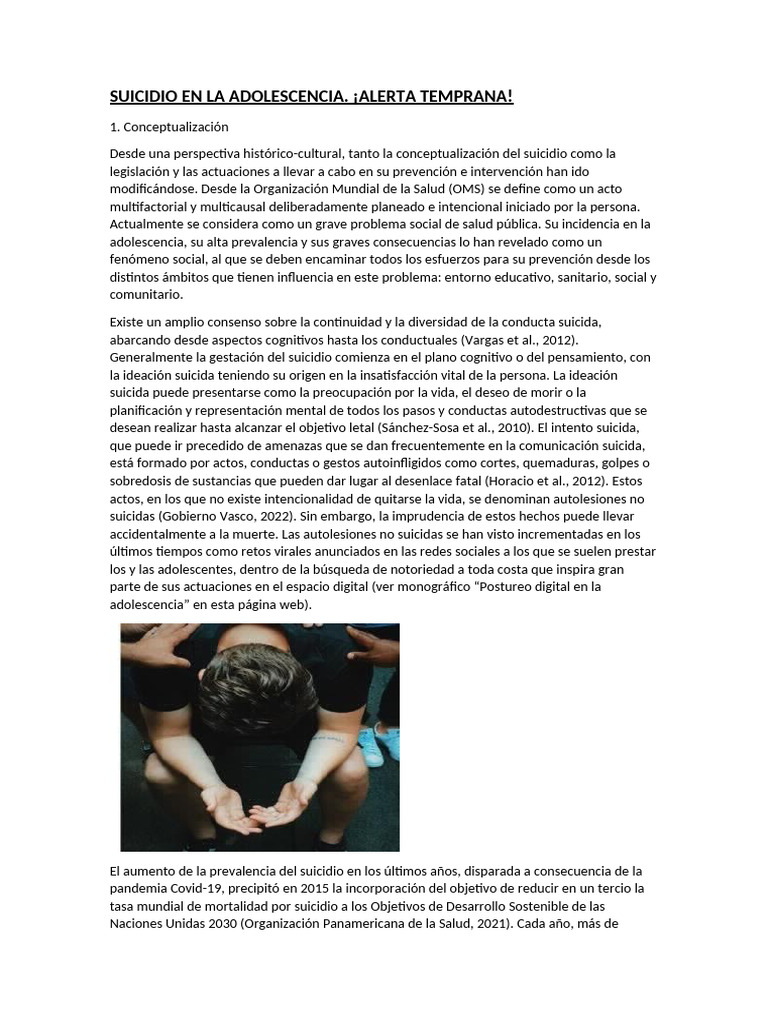 Prevención del Suicidio en Adolescentes | PDF | Suicidio ...