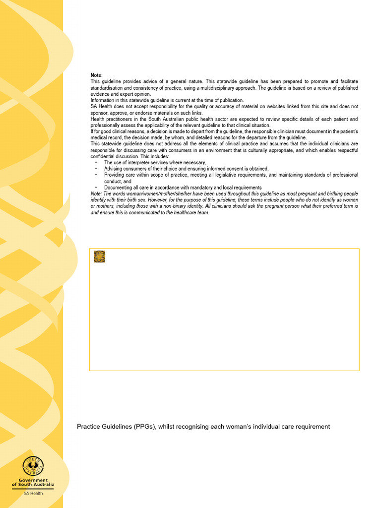 South Australian Antenatal Care Guidelines | PDF | Pregnancy | Prenatal ...