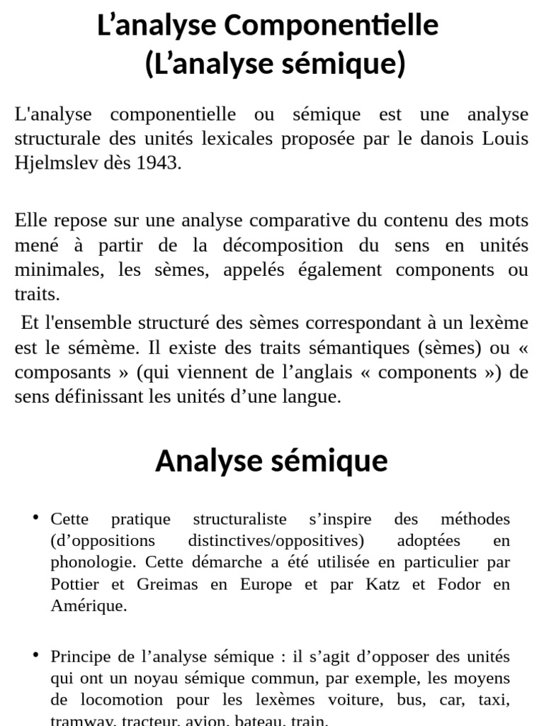 Analyse sémique des unités lexicales | PDF | Lexicologie | Grammaire