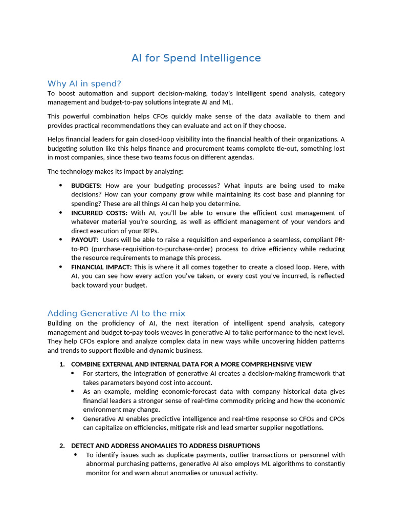 AI-Driven Spend Intelligence Solutions | PDF | Artificial Intelligence ...