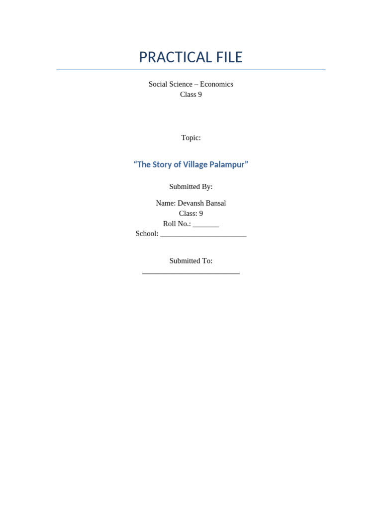 Village Palampur Practical File Template | PDF