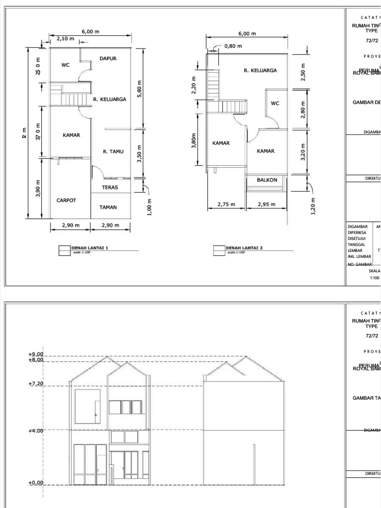 Denah dan Tampak Rumah Type 72/72 | PDF