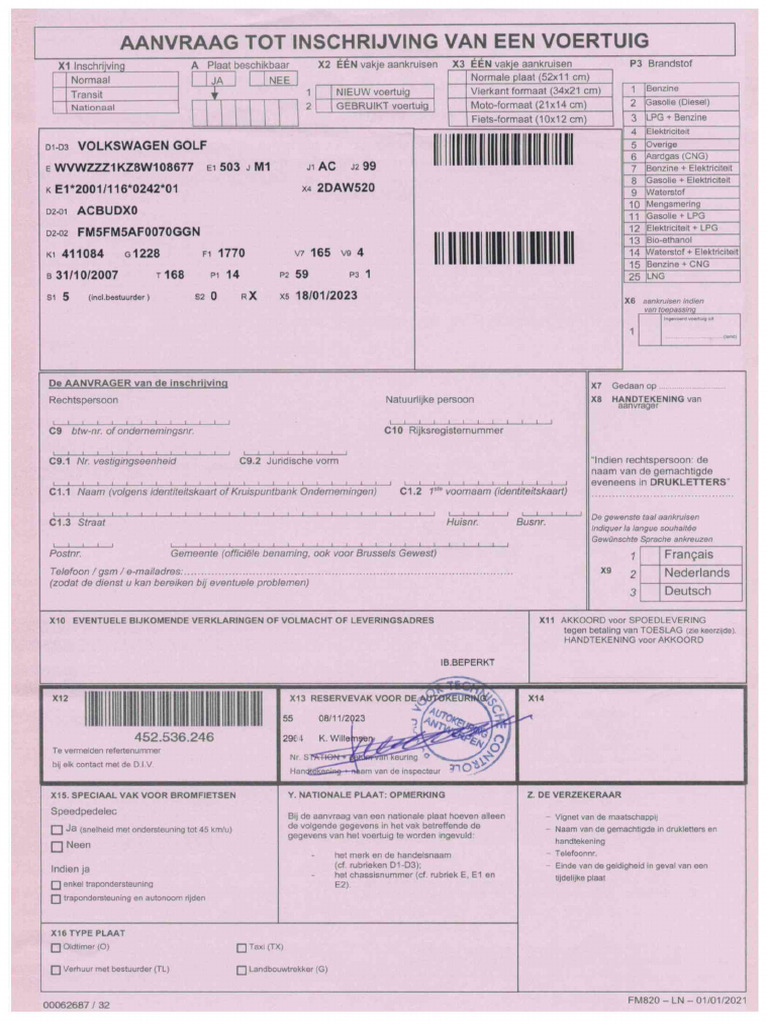 Aanvraag Tot Inschrijving | PDF