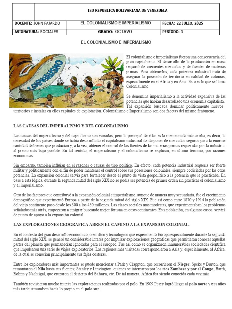 Colonialismo e Imperialismo en la Historia | PDF | Colonialismo ...
