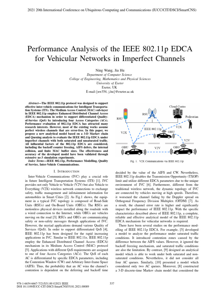 IEEE 802.11p EDCA Performance Analysis | PDF | Ieee 802.11 ...