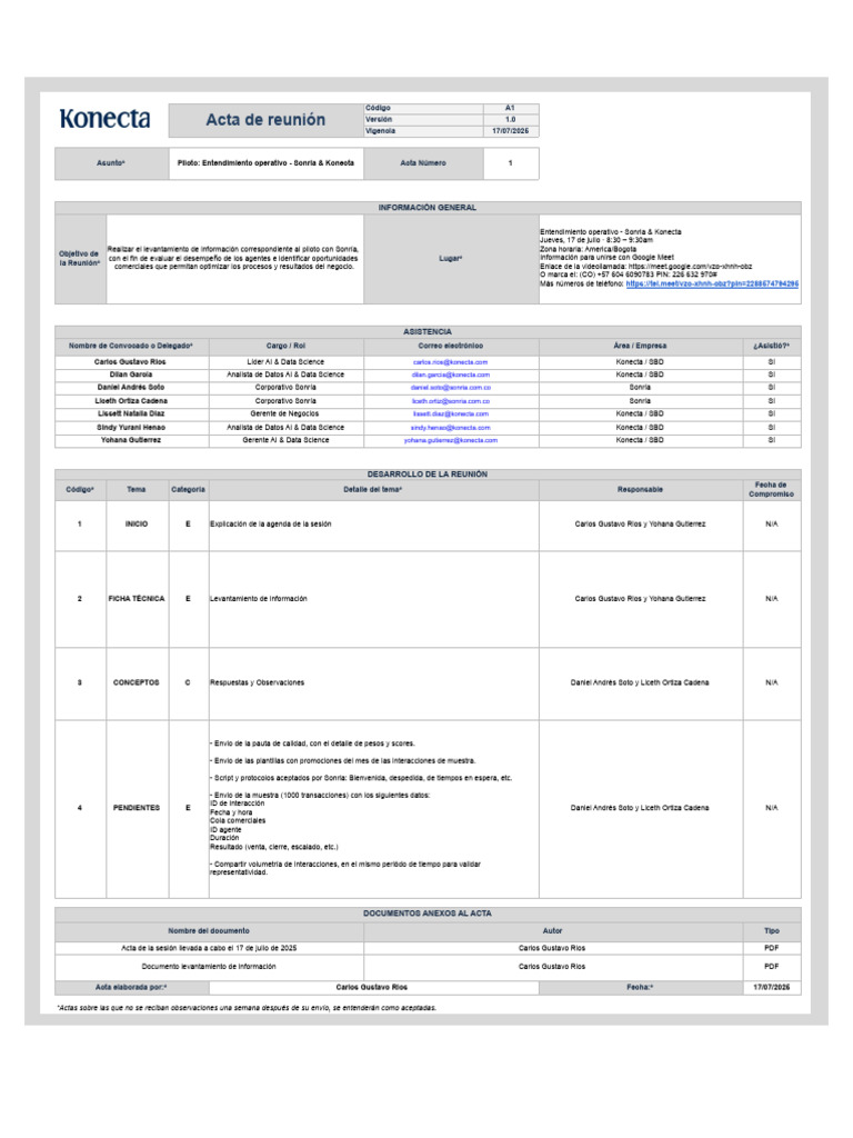 Acta No. 1 - 17 - 07 - 25 | PDF