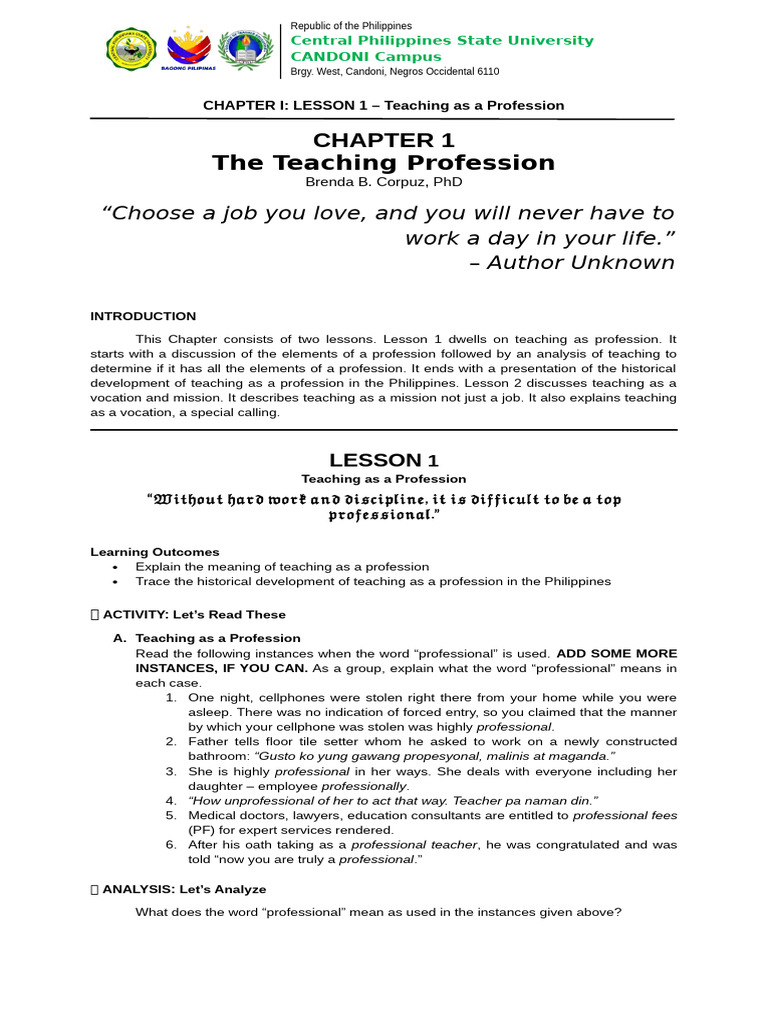 Teaching as a Profession in the Philippines | PDF | Teachers | Profession