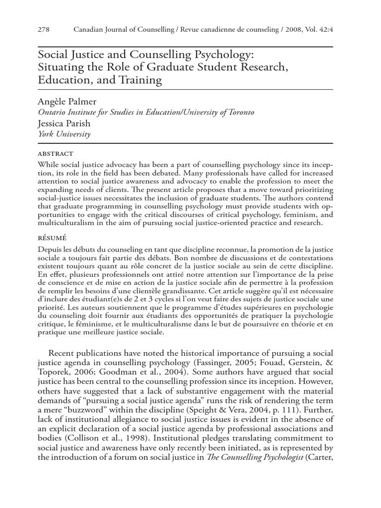 Social Justice in Counseling Psychology | PDF | Intersectionality ...