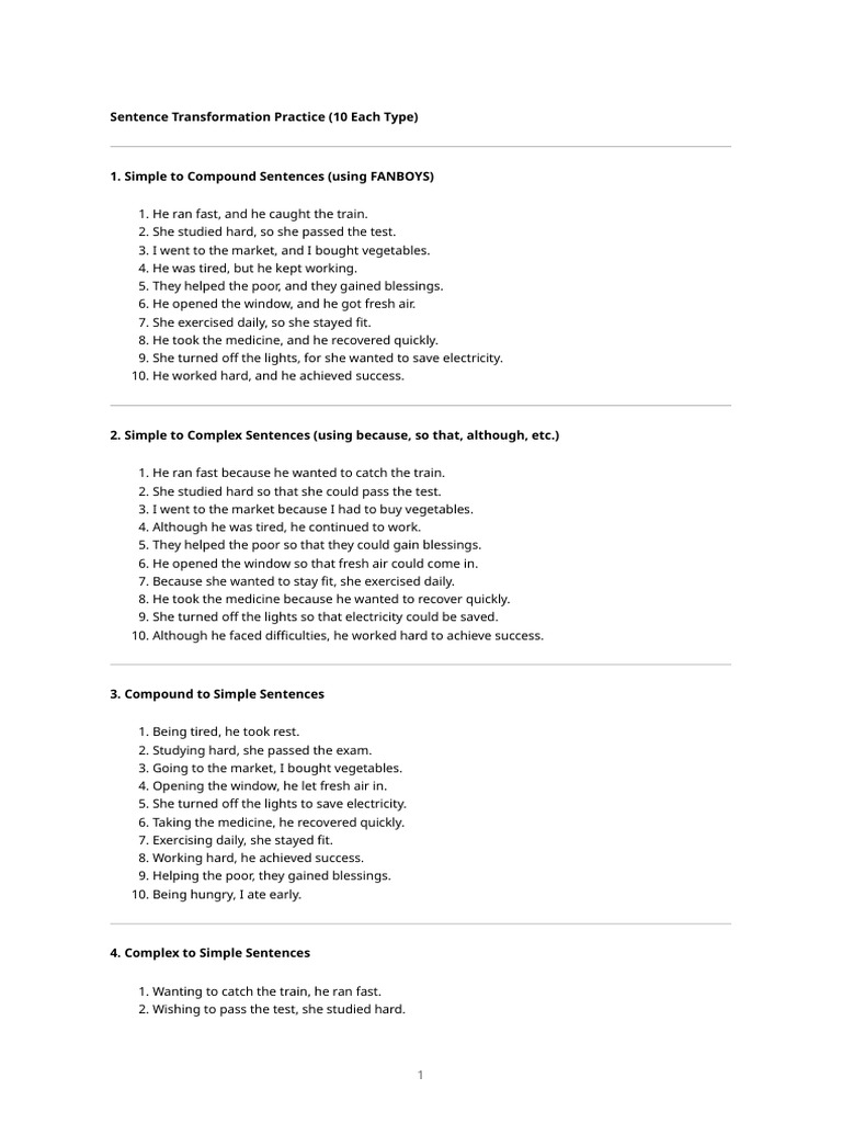 Sentence Transformation Exercises A2 | PDF | Chess Theory | Chess