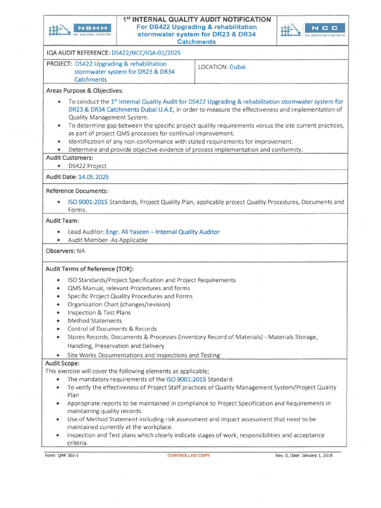 1st IQA Notification DS422-Signed | PDF