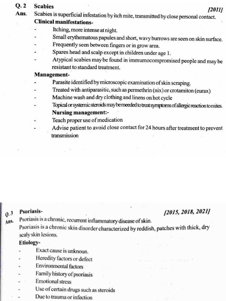 Scabies, Psoriasis, Dermatitis, Burn, Alopecia | PDF