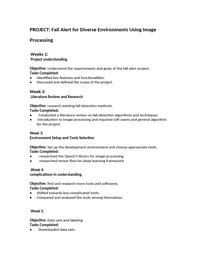 Fall Alert Project Using Image Processing | PDF