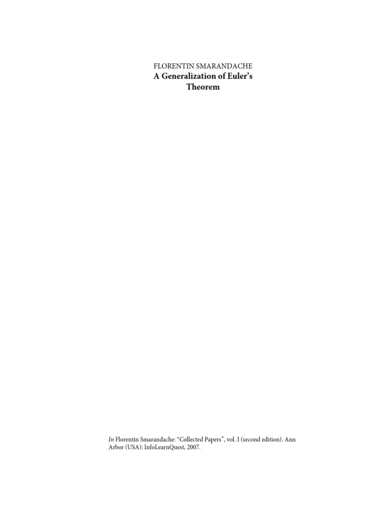 Generalizing Euler's Theorem | PDF | Prime Number | Discrete Mathematics