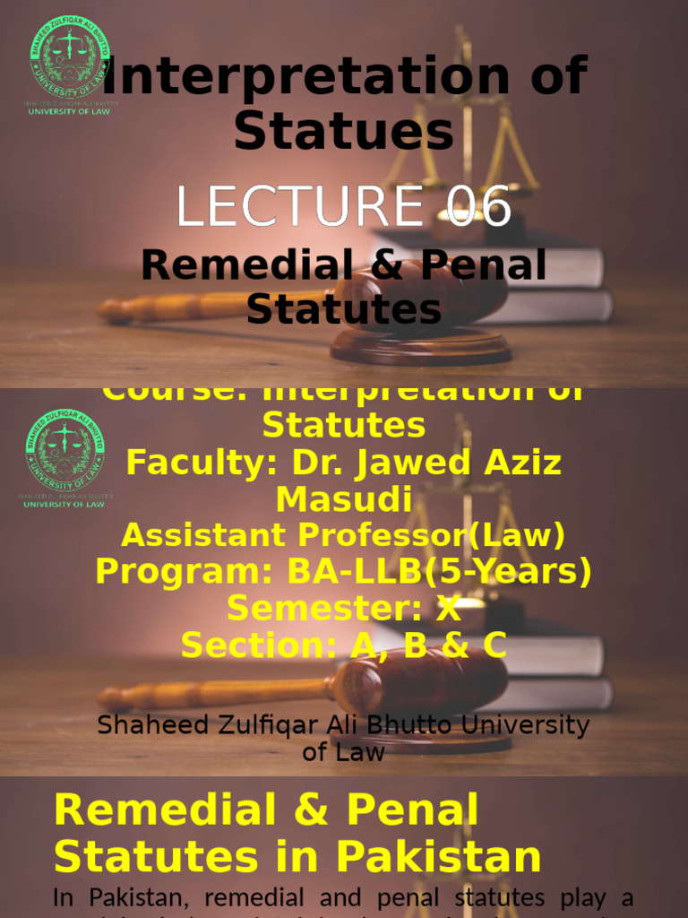 Remedial and Penal Statutes in Pakistan | PDF | Crime & Violence | Crimes