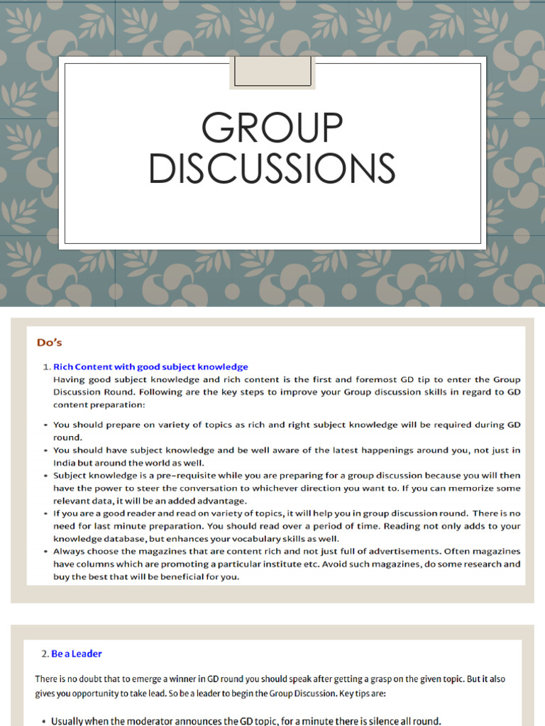 Group Discussions | PDF
