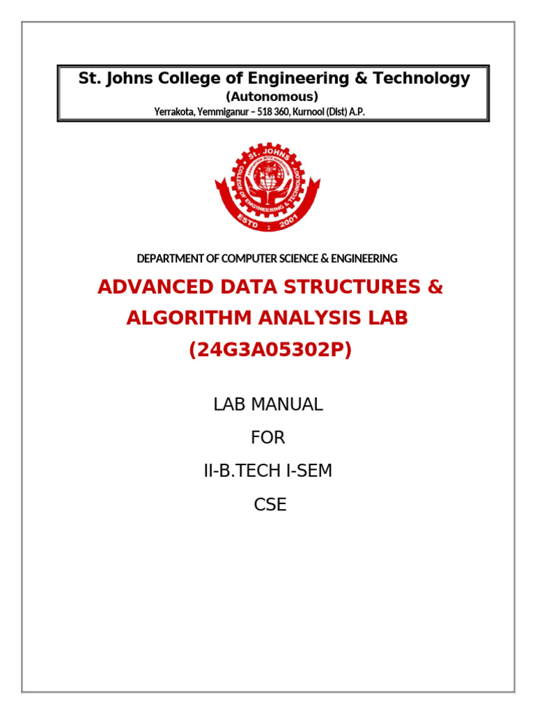 Advanced Data Structures Lab Manual | PDF | Vertex (Graph Theory ...