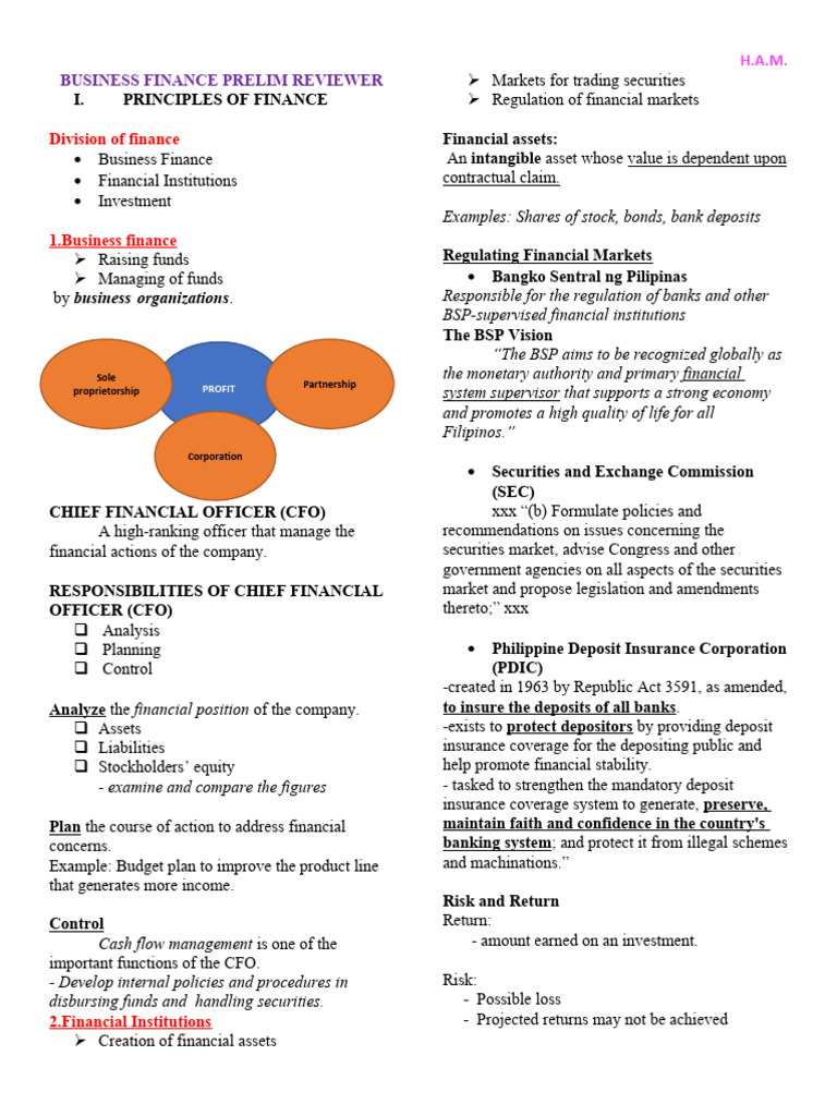 Business Finance Principles Overview | PDF | Securities (Finance) | Money