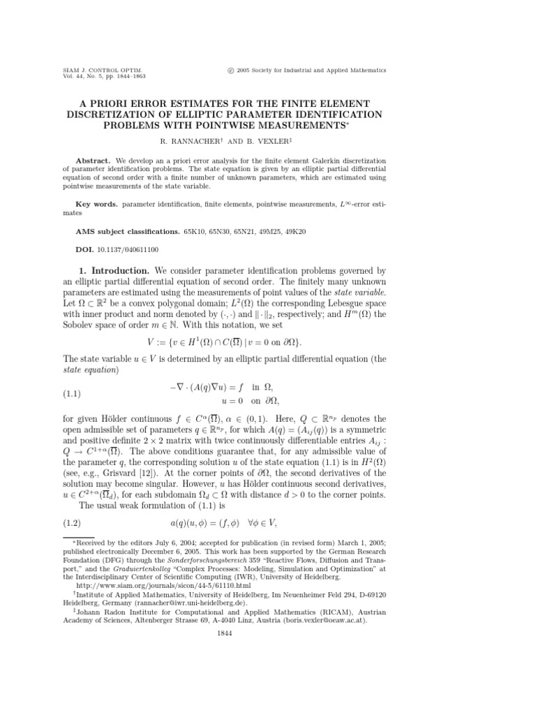 A Priori Error Estimates in Finite Elements | PDF | Finite Element ...