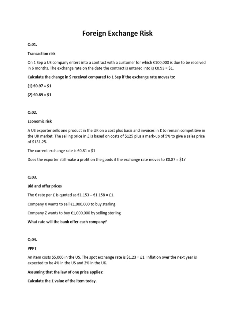 Foreign Exchange Risk Analysis and Solutions | PDF | Hedge (Finance ...