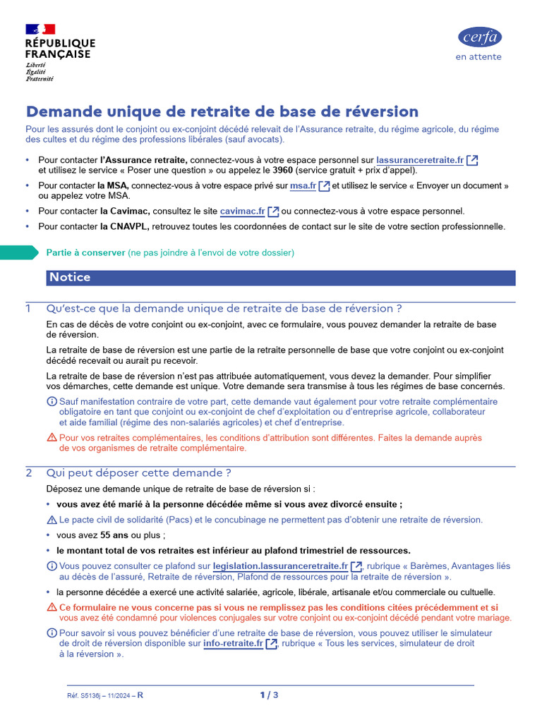 Demande de retraite de réversion | PDF | Retraite | Impôt sur le revenu