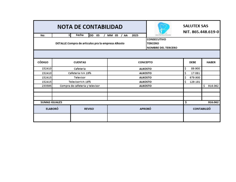 Alkosto Nota Contable 11 | PDF