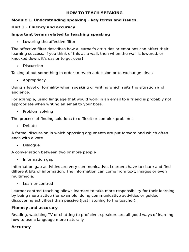 Teaching Speaking Skills Effectively | PDF | Fluency | Learning