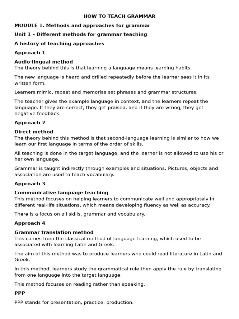 Effective Grammar Teaching Methods | PDF | Learning | Second Language
