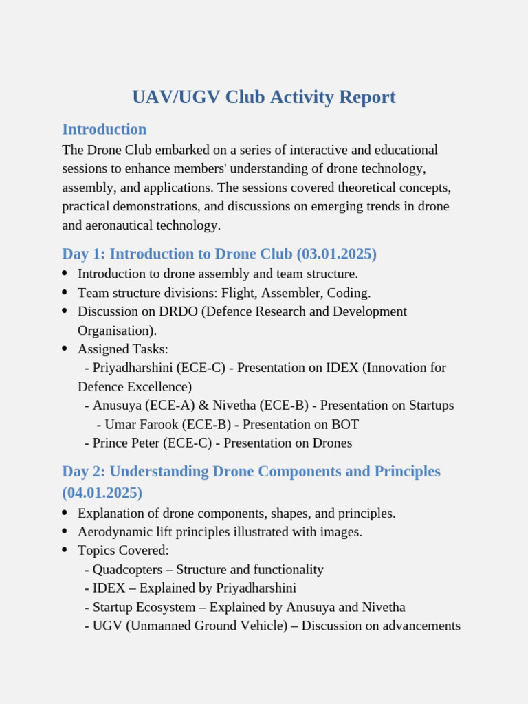 Drone Club Activity Report 2025 | PDF | Unmanned Aerial Vehicle | Aircraft