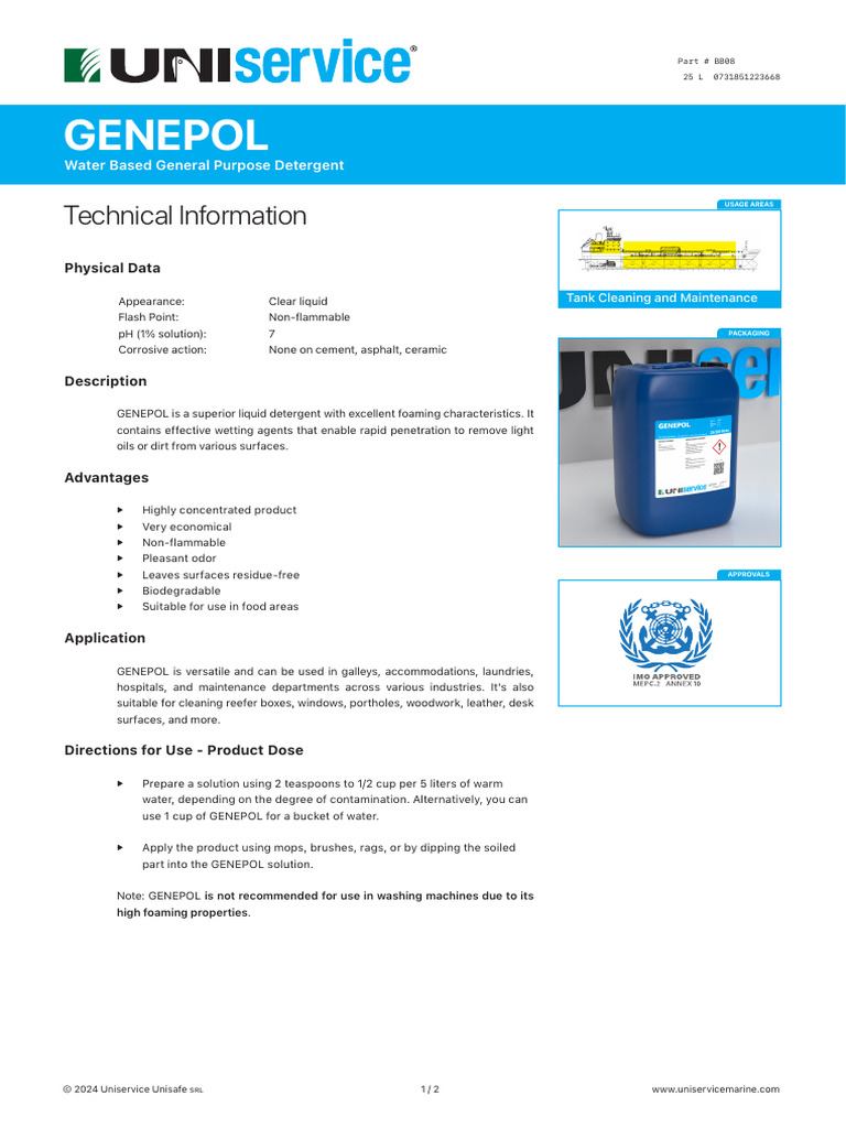 GENEPOL: Versatile Water-Based Detergent | PDF | Detergent | Water
