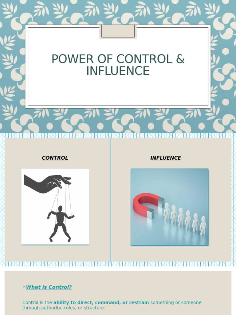 Control and Influence Framework | PDF | Social Psychology | Cognition