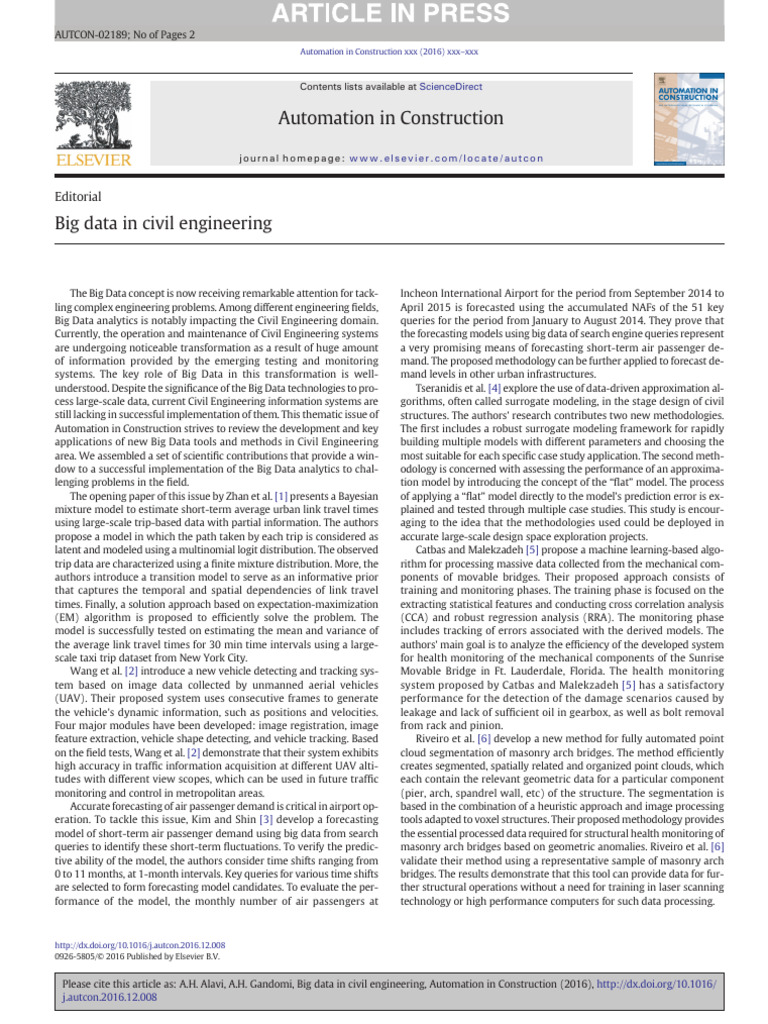 Big Data Applications in Civil Engineering | PDF | Big Data | Spatial ...