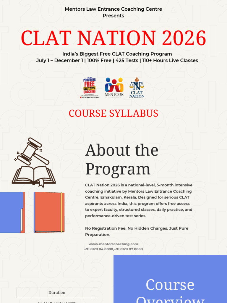 CLAT 2026 Course Syllabus Overview | PDF | Reason