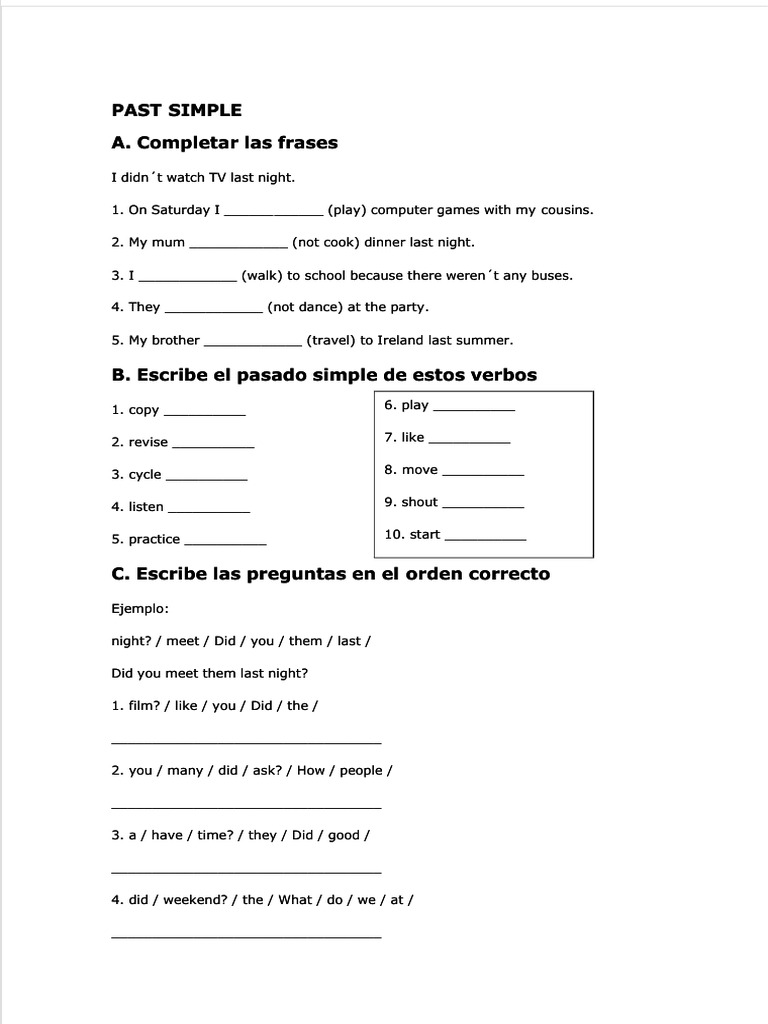 Past Simple Exercises and Corrections | PDF