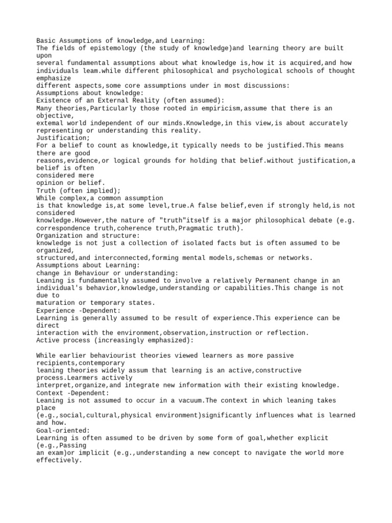 Week 1 Basic Edu Assessment | PDF | Knowledge | Truth