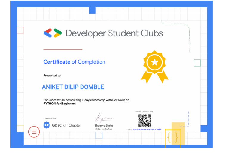 Aniket Dilip Domble: Scan The QR Code To Verify | PDF