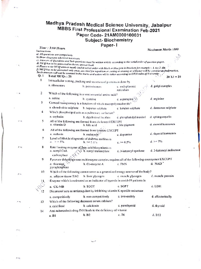 1st Proff Univ. Exams' PYQ 19 Batch | PDF