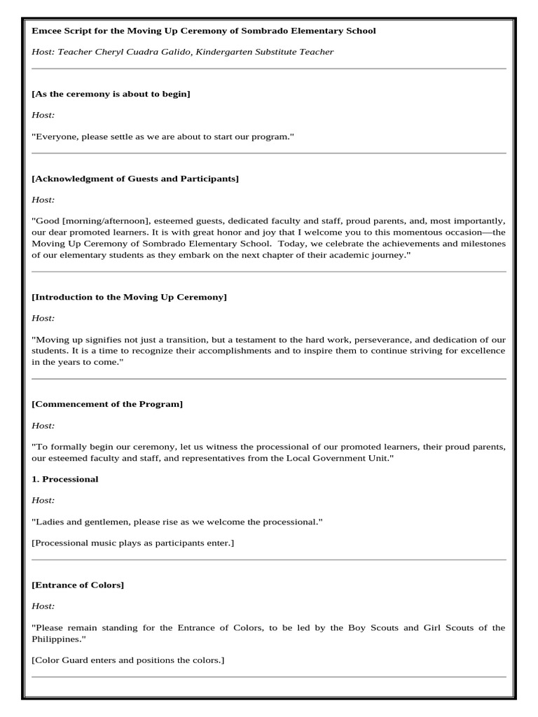 Emcee Script for Sombrado Ceremony | PDF