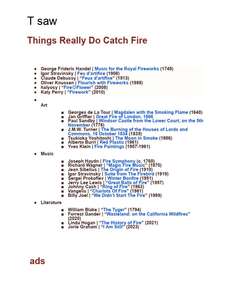 Fire in Art, Music, and Literature | PDF | Immortality | Hell