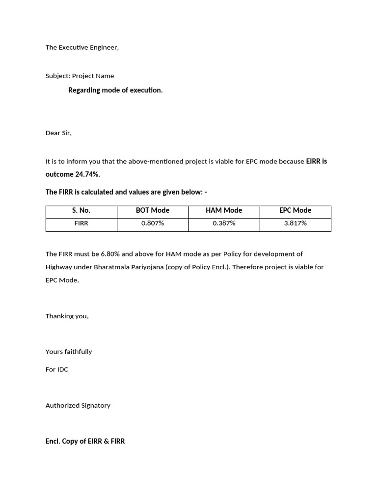 EPC Mode Viability Analysis for Project | PDF