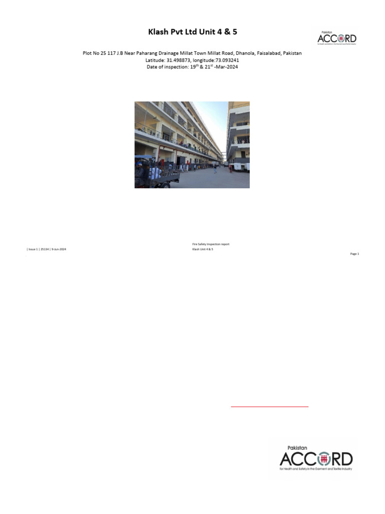 Fire Safety Inspection Report for Klash Units | PDF | Door | Fire Safety